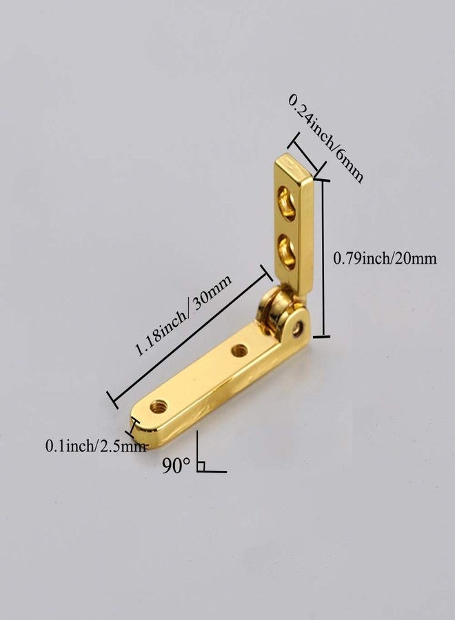 TamBee Mini Hinges for Wooden Box - Brass, 90 Degree Jewelry Box Hardware with Screws, 12 Pcs (30 x 20mm, Gold) - Image 2